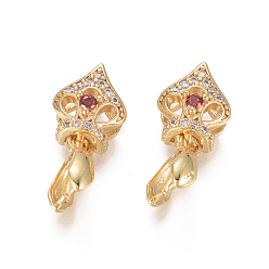 Золотой Латунь микро проложить кубический цирконий, долговечный, корона, золотые, Корона: 10x9x6.5 мм, отверстие: 2.5x5 мм, щепотка поручителей: 7x3.5 мм, штифты : 2 мм