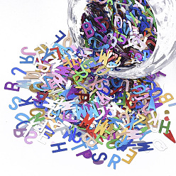 (52) Непрозрачная лаванда Аксессуары для орнаментов, ПЭТ пластиковая пайетка / блестки из бисера, нет отверстий / неосвещенных бусинок, cmешанные буквы, разноцветные, 1~5x1~3.5x0.1 мм