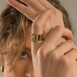 Gemstone 204 из нержавеющей стали манжеты кольца, золотые, 18 мм