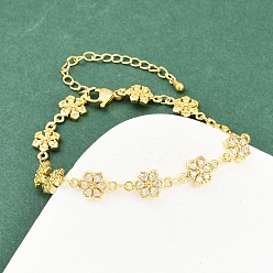 Настоящее золото 18K Браслеты-цепочки из латуни с микропаве из прозрачных кубических цирконий для женщин, стойки покрытие, долговечный, без свинца и без кадмия, реальный 18 k позолоченный, 7-3/4 дюйм (19.6 см)