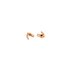 Золотой 100шт 304 наконечники бортов из нержавеющей стали, Калотте заканчивается, раскладушка узел бухта, золотые, 5x2.5 мм, отверстие : 1 мм, внутренний диаметр: 2 мм, 100 шт / пакет