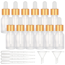 Mixed Color 10ml Frosted Glass Bottle, with Long Thin Dropper, Disposable Plastic Dropper, Mini Transparent Plastic Funnel Hopper, Mixed Color, 8x2.5cm, Capacity: 10ml, 16pcs