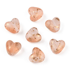 Sandy Brown Transparent Frosted Spray Painted Acrylic Beads, Heart, Sandy Brown, 10x10.5x7mm, Hole: 1.8mm, about 224pc/100g