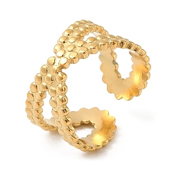 Real 18K Gold Plated 304 Stainless Steel Criss Cross Open Cuff Rings for Women, Real 18K Gold Plated, US Size 3(14mm)