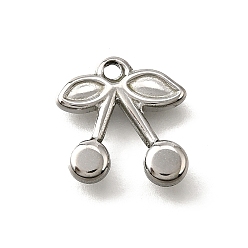 Нержавеющая Сталь Цвет 304 подвески из нержавеющей стали, вишневое очарование, анти-тускнение, цвет нержавеющей стали, 16x15x3.5 мм, отверстие : 1.8 мм