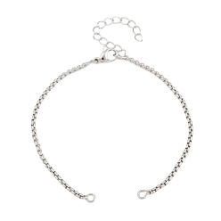 Platine Fabrication de bracelet en chaîne à laiton, avec fermoir pince de homard, sans cadmium et sans plomb, crémaillère plaquage, platine, 6.93 pouce (17.6 cm), Trou: 2.2mm