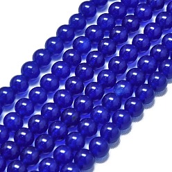 Средно-синий Натуральный Malaysia нефритовые бусы пряди, окрашенная и подогревом, круглые, светло-синий, 6~6.5 мм, отверстие : 1 мм, около 60~62 шт / нитка, 14.96 дюйм (38 см)
