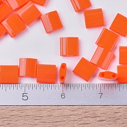 (TL406) Opaque Orange MIYUKI TILA Beads, Japanese Seed Beads, 2-Hole, (TL406) Opaque Orange, 5x5x1.9mm, Hole: 0.8mm, about 590pcs/50g