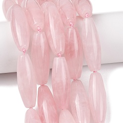 Розовый Кварц Природного розового кварца нитей бисера, рис, 40.5~41.5x14~14.5 мм, отверстие : 1.2 мм, около 9 шт / нитка, 15.20''~15.55'' (38.6~39.5 см)
