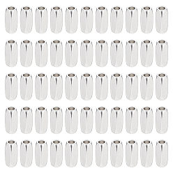 Silver 50Pcs Brass Beads, Rectangle, Silver, 8x3x3mm, Hole: 2mm