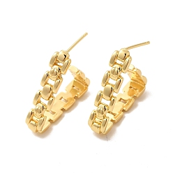 Real 18K Gold Plated Rack Plating Brass Triangle Stud Earrings for Women, Lead Free & Cadmium Free, Real 18K Gold Plated, 26x27.5mm, Pin: 0.8mm