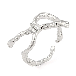 Платина Настройки кольца пальца латуни, за половину пробурено бисера, платина, 12 мм, регулируемый, штифты : 1 мм