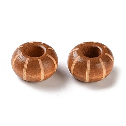 Peru Schima Wood Carved European Beads, Rondelle, Large Hole Beads, Peru, 9x14.5mm, Hole: 6mm