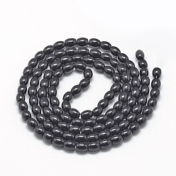 Black Baking Painted Glass Beads Strands, Oval, Imitation Jade, Black, 8~8.5x6~6.5mm, Hole: 1.5mm, about 96pcs/strand, 32.2 inch