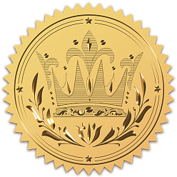 Crown Plastic Self Adhesive Gold Foil Embossed Stickers, Medal Decoration Sticker, Crown, 5x5cm, 4pcs/sheet
