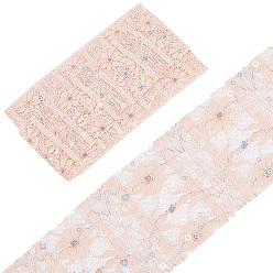 Морская Ракушка 5ярды полиэстеровых цветочных кружевных лент с пайетками, отделка из блестящего цветочного кружева для аксессуаров одежды, цвет морской раковины, 2-5/8 дюйм (66 мм), около 5.00 ярдов (4.57 м) / комплект