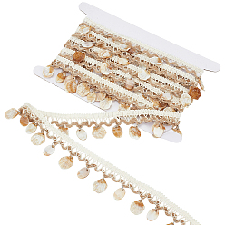Lin 5 mètres de fil de coton et ruban de perles de coquillage, pour accessoires de vêtement, avec carte d'affichage en carton 1pc, linge, 1-3/8~1-1/2 pouces (36~38 mm)