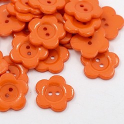Темно-Оранжевый Акриловые швейные пуговицы, для одежды , пластиковые пуговицы , 2-луночное, окрашенные, цветок Wintersweet, темно-оранжевый, 16x2 мм, отверстие : 1 мм