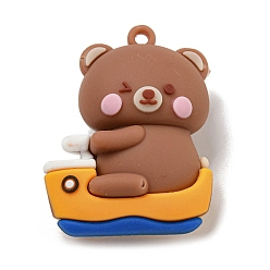 Bear PVC 3D Plastic Pendants, for Key Chain Bag Hanging Ornaments, Animal, Bear, 44.5x34x20.5mm, Hole: 2.5mm