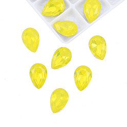 Citrine K9 Glass Rhinestone Cabochons, Pointed Back & Back Plated, Faceted, Teardrop, Citrine, 10x7x3.7mm