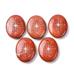 Красный Камень Овальные украшения из натуральной красной яшмы в виде компаса, фигурка для украшения дома, энергетический камень рейки для исцеления, 47.5~48.5x37.5~38.5x12~13 мм