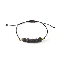 Negro Pulseras bohemias ajustables hechas a mano con cuentas trenzadas de roca volcánica natural teñida para mujer., dorado, negro, 6.69 pulgada (17 cm) ~ 11.02 pulgada (28 cm)