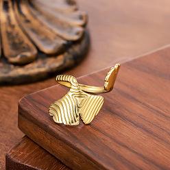 Золотой 304 открытые кольца манжеты из нержавеющей стали, гинкго лист, золотые, внутренний диаметр: 15~20 мм