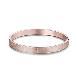 Rose Gold Simple Elegant Stainless Steel Bangle, Frosted, Rose Gold, 1/4 inch(0.6cm), Inner Diameter: 2-1/4 inch(5.6cm)