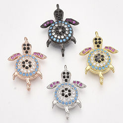 (52) Непрозрачная лаванда Латунные микро проложить кубических ссылки циркония, без кадмия и без свинца, черепаха, красочный, разноцветные, 21x14x3.5 мм, отверстие : 1.2 мм