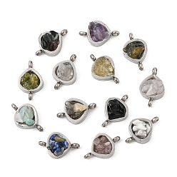 Нержавеющая Сталь Цвет Натуральный смешанный камень 304 треугольные соединители из нержавеющей стали, без кадмия и без свинца, долговечный, смешанные окрашенные и неокрашенные, цвет нержавеющей стали, 14x8.5x5~7 мм, отверстие : 1.8 мм