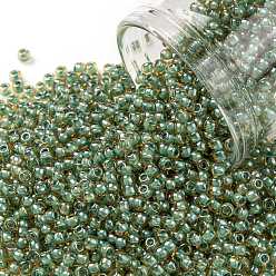 (380) Inside Color Topaz/Mint Julep Lined Toho runde Rocailles, japanische Rocailles, (380) Innenfarbe Topas / Minze Julep gefüttert, 11/0, 2.2 mm, Bohrung: 0.8 mm, über 1110pcs / Flasche, 10 g / Flasche