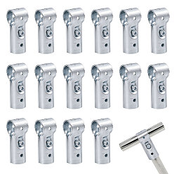 Stainless Steel Color 2Pcs Carbon Steel Pipe Clamp Bracket Set with Screw & Nut, Stainless Steel Color, 65x24.5x11.5mm