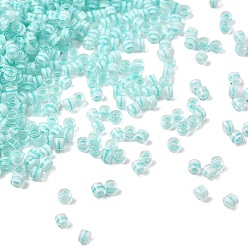 Голубой Цилиндрические стеклянные бусины, прозрачные цвета внутри, голубой, 2.5x1.8 мм, отверстие : 2 мм, Около 2700 шт / 450 г