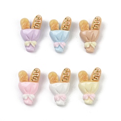 Food Непрозрачные кабошоны из смолы, случайный цвет, букет в форме багета, 14x8.5x6 мм