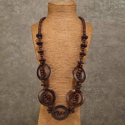 Кокосово-Коричневый Ожерелья из натурального кокоса в стиле бохо для женщин, кокосового коричневый, 36.22 дюйм (92 см)