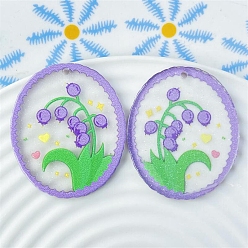 Средняя Орхидея Овальные акриловые подвески, цветок, средне орхидеи, 36x32 мм