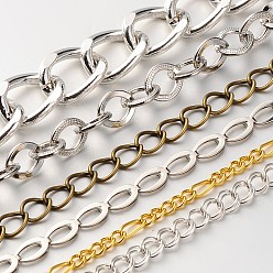 Mixed Color Mixed Style Chains, Mixed Color, Links: 5.5~19x4~13x1~3mm, about 39.37 inch(1m)/strand