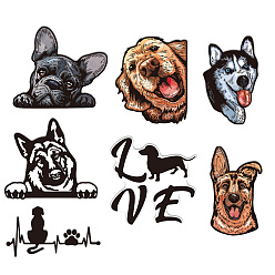 Собака Светоотражающие виниловые наклейки на автомобиль, водонепроницаемые наклейки для украшения автомобиля, собака, 148x155 мм, 7 шт / комплект