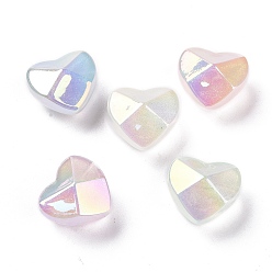Mixed Color UV Plating Luminous Transparent Acrylic Beads, Glow in The Dark, Faceted, Heart, Mixed Color, 19.5x20.5x13.7mm, Hole: 3.7mm