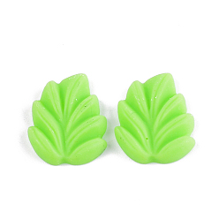Lime Resin Cabochons, Leaf, Lime, 18x15x3mm