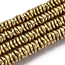 с Золотистым Покрытием Гальванизировать немагнитных синтетический гематит бисер пряди, волнистый, Плоский круглый / диск, с золотым покрытием, 6~6.5x6~6.5x1.5~2 мм, отверстие : 1 мм, около 215 шт / нитка, 16.14 дюйм