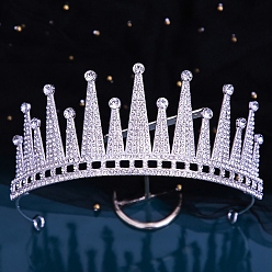 Платина Обручи для волос из сплава со стразами для женщин и девочек, свадебный венец, платина, 145 мм
