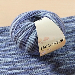 Стально-синий Шерстяная радужная сегментная окрашенная пряжа для вязания, для одежды шарфы свитера шали шапки, стальной синий, 0.5~1 мм, около 125.77 ярдов (115 м) / моток