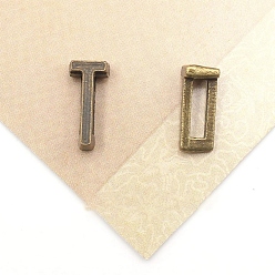 Letter T Тибетский стиль сплава Silde амулеты, Письмо ~ Z, античная бронза, Письмо T, 11x5x4 мм, отверстие : 7x2 мм