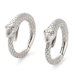 Платина Змеиная стойка из латуни с застежкой-твистер из кубического циркония, долговечный, без свинца и без кадмия, платина, 16x14.5~24.5x4 мм