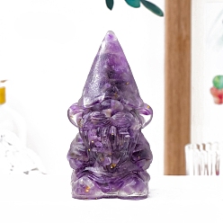 Аметист Украшение для витрины из смоляного гнома, с кусочками натурального аметиста внутри статуй для украшения домашнего офиса, 77x48 мм