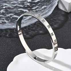 Нержавеющая Сталь Цвет 304 браслеты из нержавеющей стали с кубическим цирконием для женщин, цвет нержавеющей стали, внутренний диаметр: 1-7/8 дюйм (4.8 см)