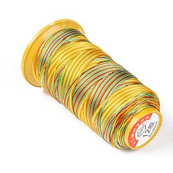 Yellow Segment Dyed Round Polyester Sewing Thread, for Hand & Machine Sewing, Tassel Embroidery, Yellow, 3-Ply 0.2mm, about 1000m/roll