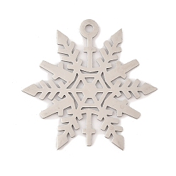 Нержавеющая Сталь Цвет 201 подвески из нержавеющей стали, лазерная резка, снежинка очарование, цвет нержавеющей стали, 34.5x34.5x1 мм, отверстие : 2 мм