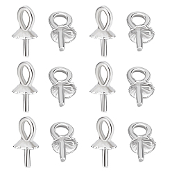 Платина 16 шт. 925 серебряные стержни для чашек, за половину пробурено бисера, 1Замшевая ткань из ПК, квадратная салфетка для полировки серебра, ткань для чистки ювелирных изделий, платина, 3 мм, отверстие : 2 мм, штифты : 0.7 мм